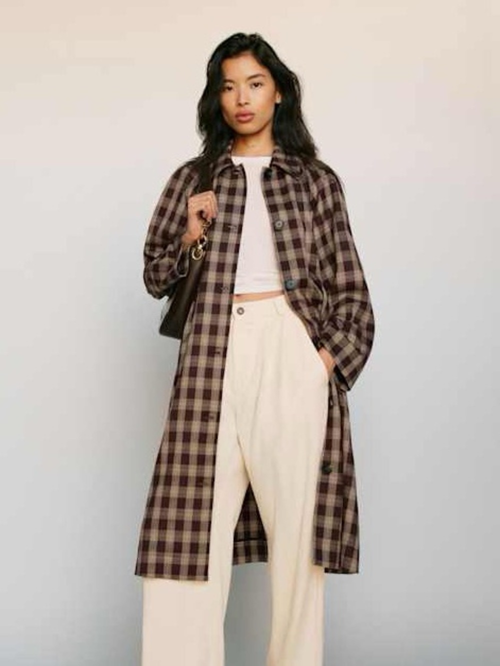 Reformation Beck Plaid Trench Coat